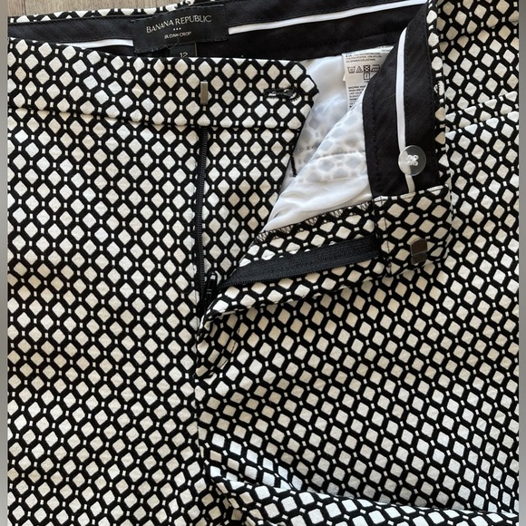 Banana Republic Sloan Crop Black White Pattern Casual Dress Pants Women’s 12 - Picture 6 of 12